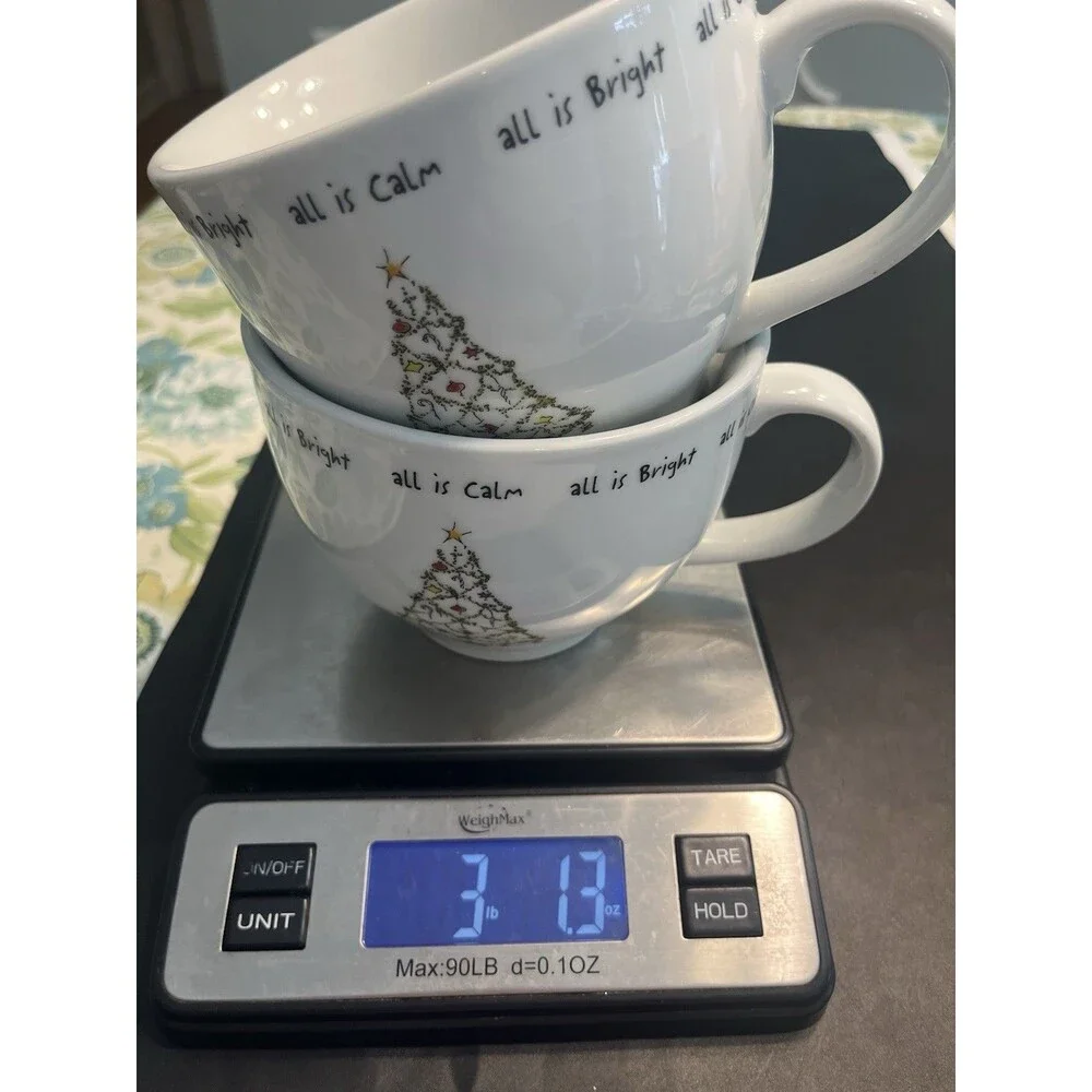 Pottery Barn Christmas Cheer Tree 20oz Coffee Mug Cups Set of 2